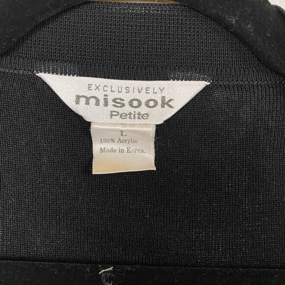 Misook Black Slinky Knit Open Front Cardigan Sweater Size Large Petite - Picture 3 of 6